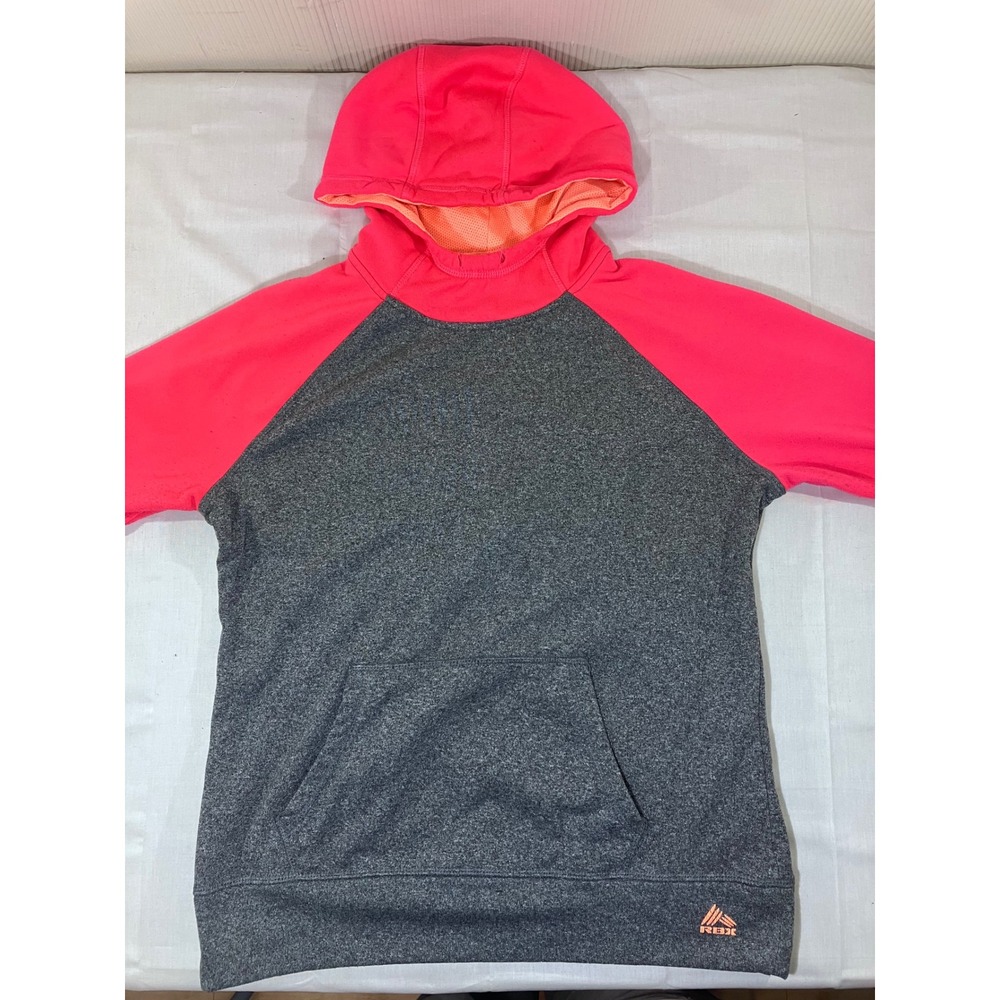 RBX Women's Pullover Hoodie Activewear Gray Pink Raglan Sleeve Size L‎